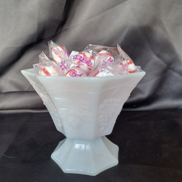 Vintage Milk Glass /Footed /Octagon/ Pedestal Compote - Picture 7 of 13